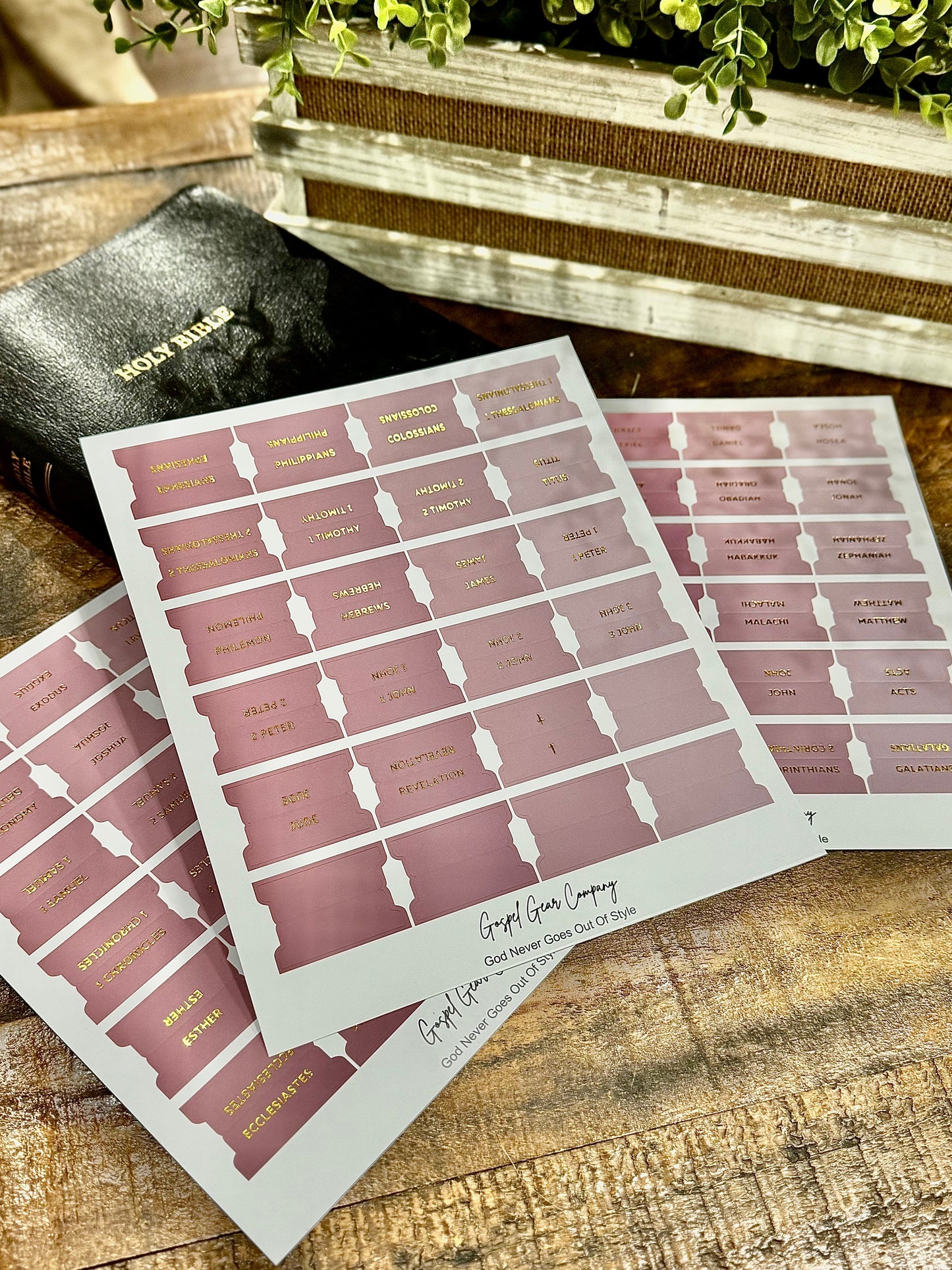 Gold Foil Dusty Rose Matte Bible Tabs - Christian Bible Tabs - Christian Gift - Books Of The Bible Tabs - Bible Accessories - Bible Tabs