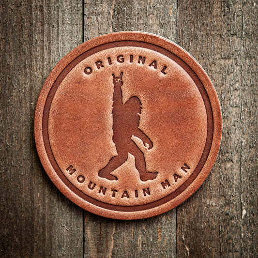 Original Mountain Man Big Foot Sasquatch Leather Coaster