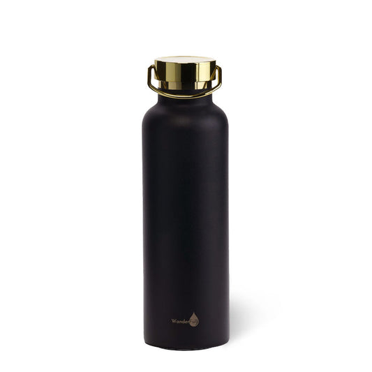 Black with Gold Top Insulated Water Bottle -1000 ml/34 Oz
