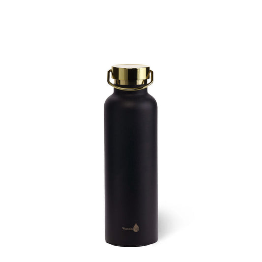 Black with Gold Top Insulated Water Bottle- 24 Oz