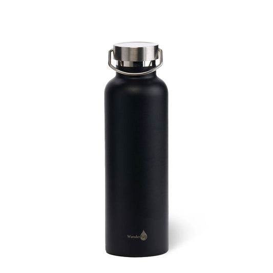 Black with Silver Top Insulated Water Bottle -1000 ml/34 Oz