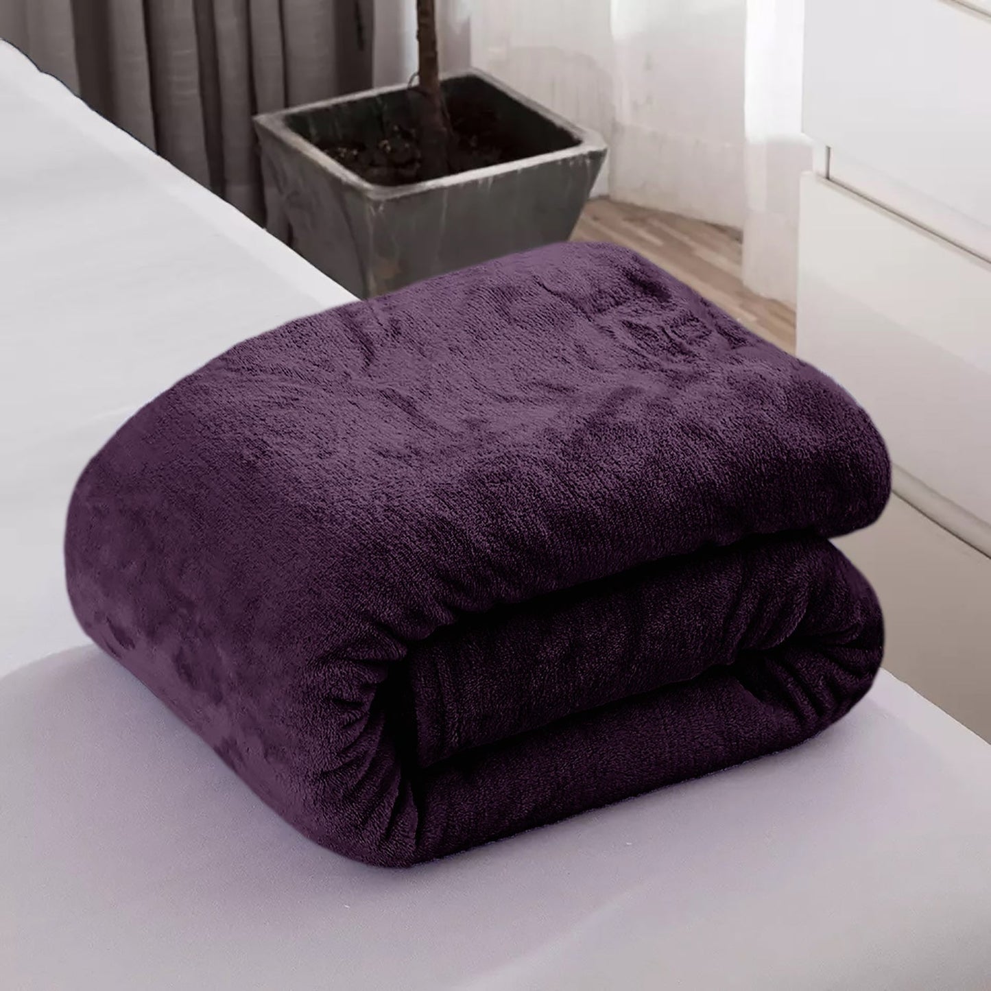 Full Size Purple Extra Soft Cozy Microfiber Solid Color Throw Picnic Sofa Bed Blanket