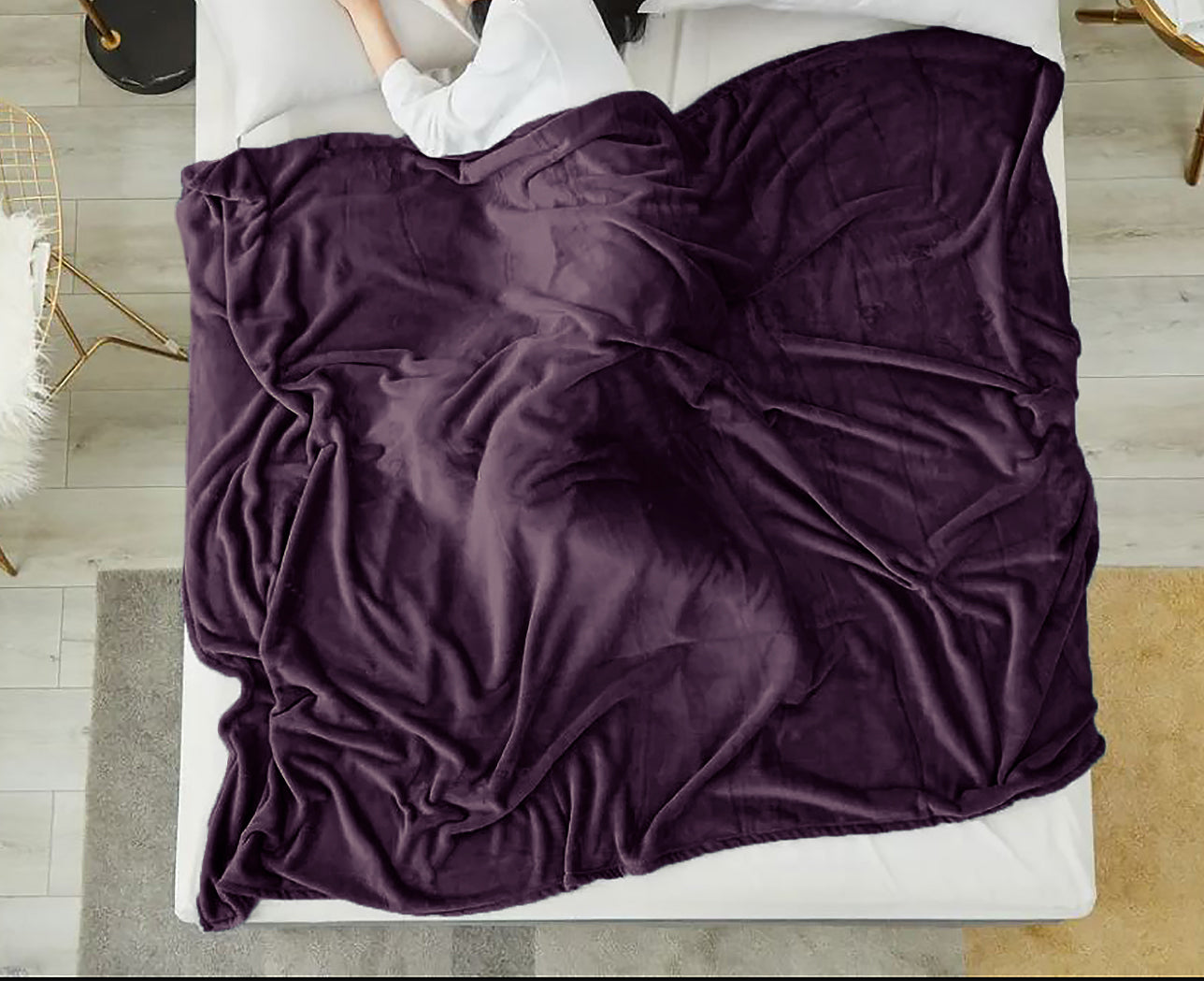 Queen Size Purple Extra Soft Cozy Microfiber Solid Color Throw Picnic Sofa Bed Blanket