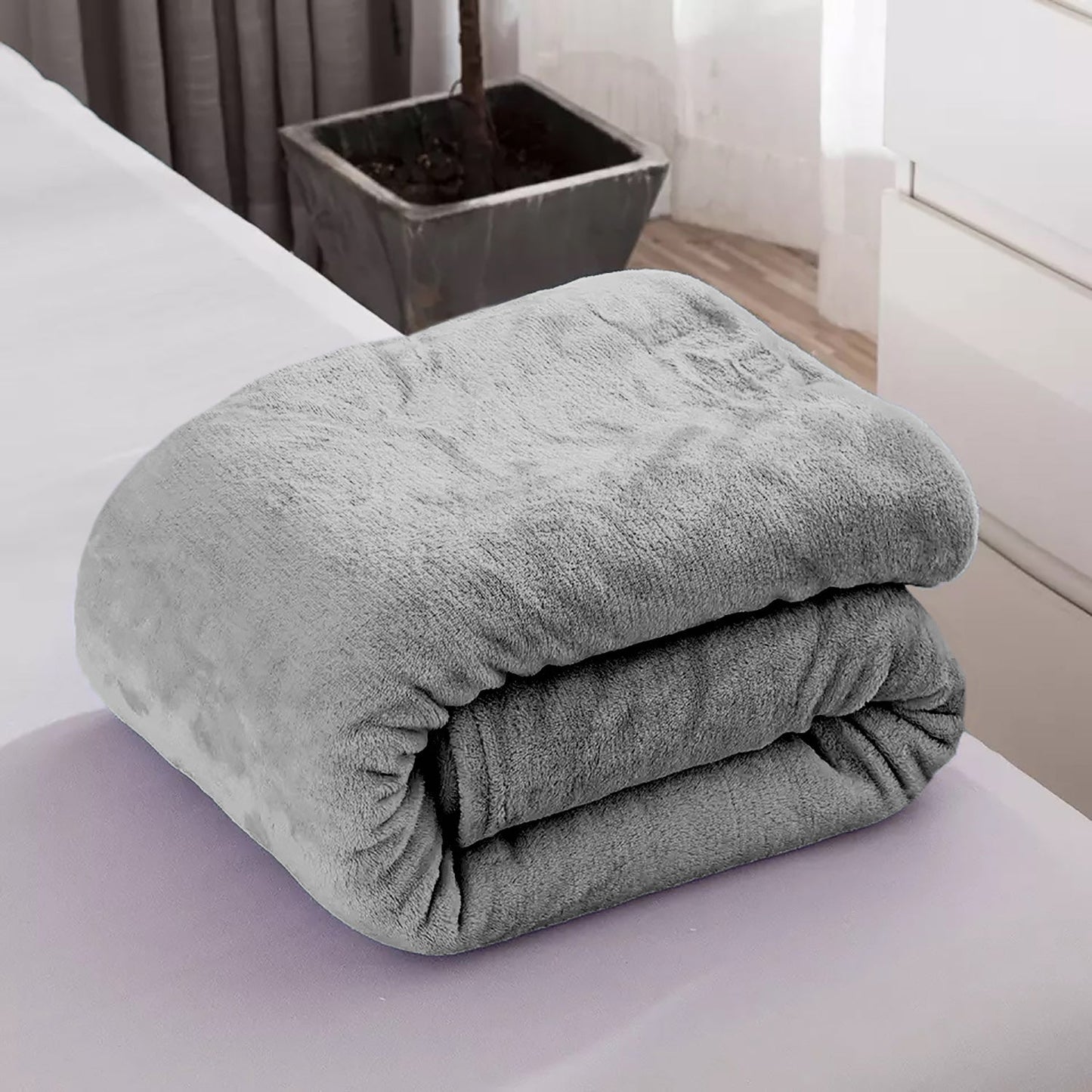 Full size Grey Extra Soft Cozy Microfiber Solid Color Throw Picnic Sofa Bed Blanket