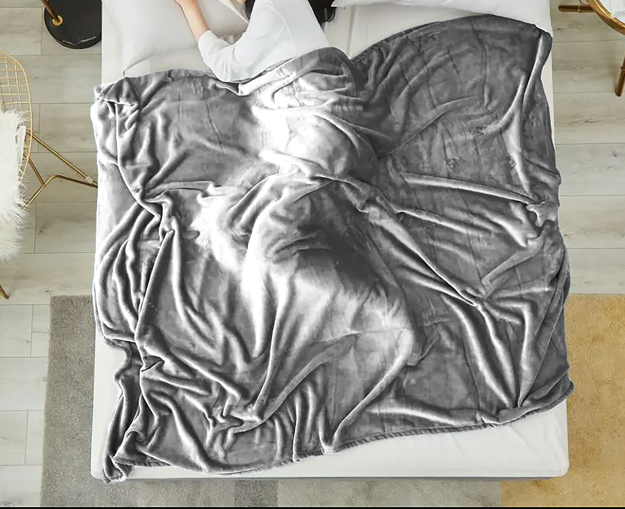 Full size Grey Extra Soft Cozy Microfiber Solid Color Throw Picnic Sofa Bed Blanket