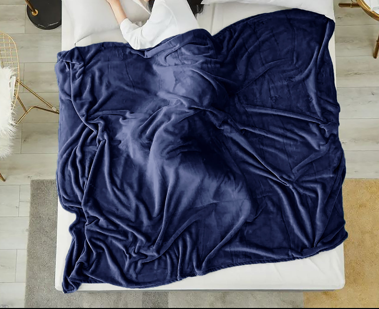 Full size Navy Extra Soft Cozy Microfiber Solid Color Throw Picnic Sofa Bed Blanket