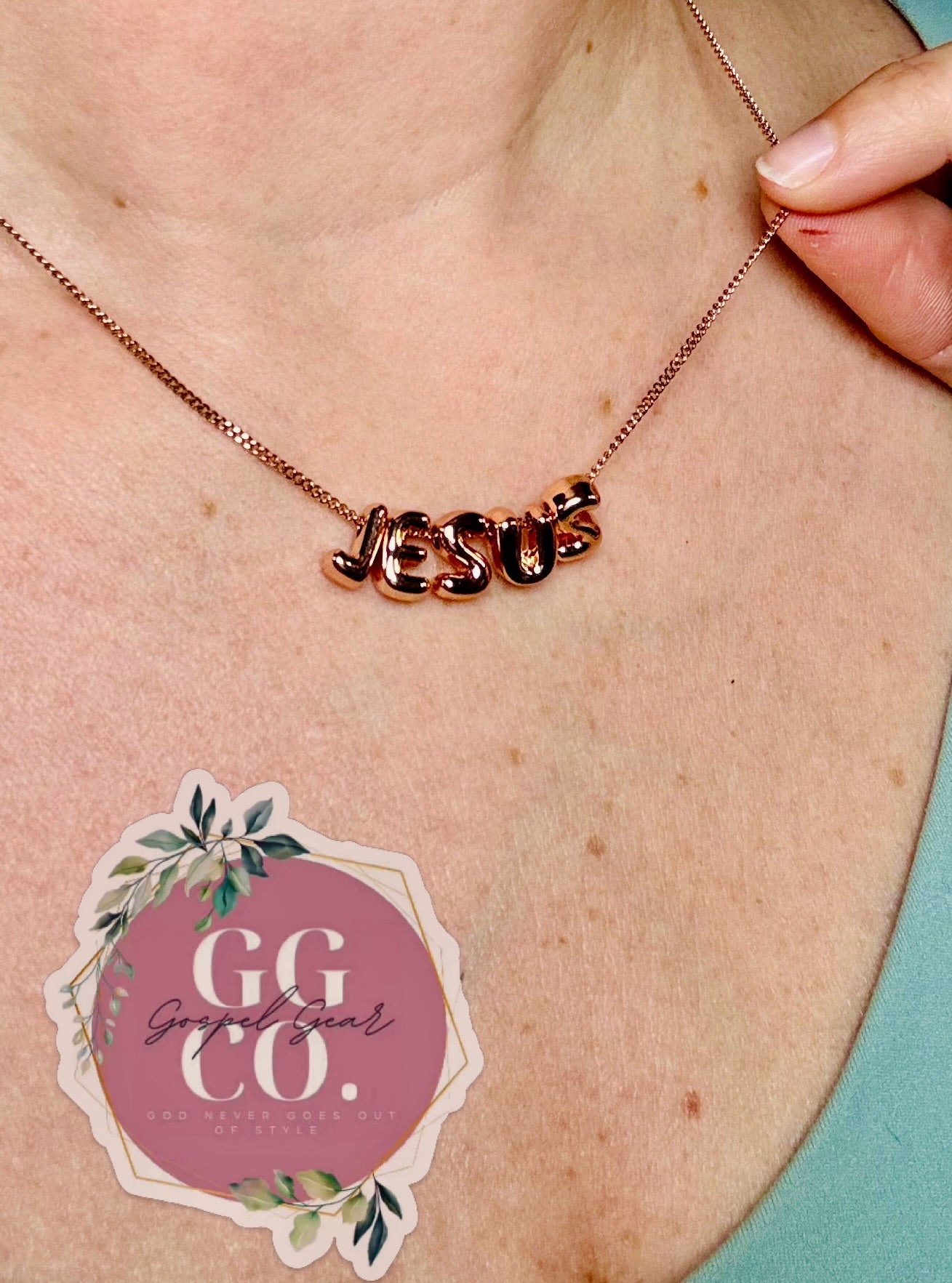 Jesus Bubble Name Necklace - Christian Jewelry - Christian Necklace  - Christian Gift (E1)
