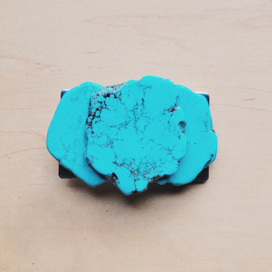 Triple Turquoise Slab Belt Buckle 906s
