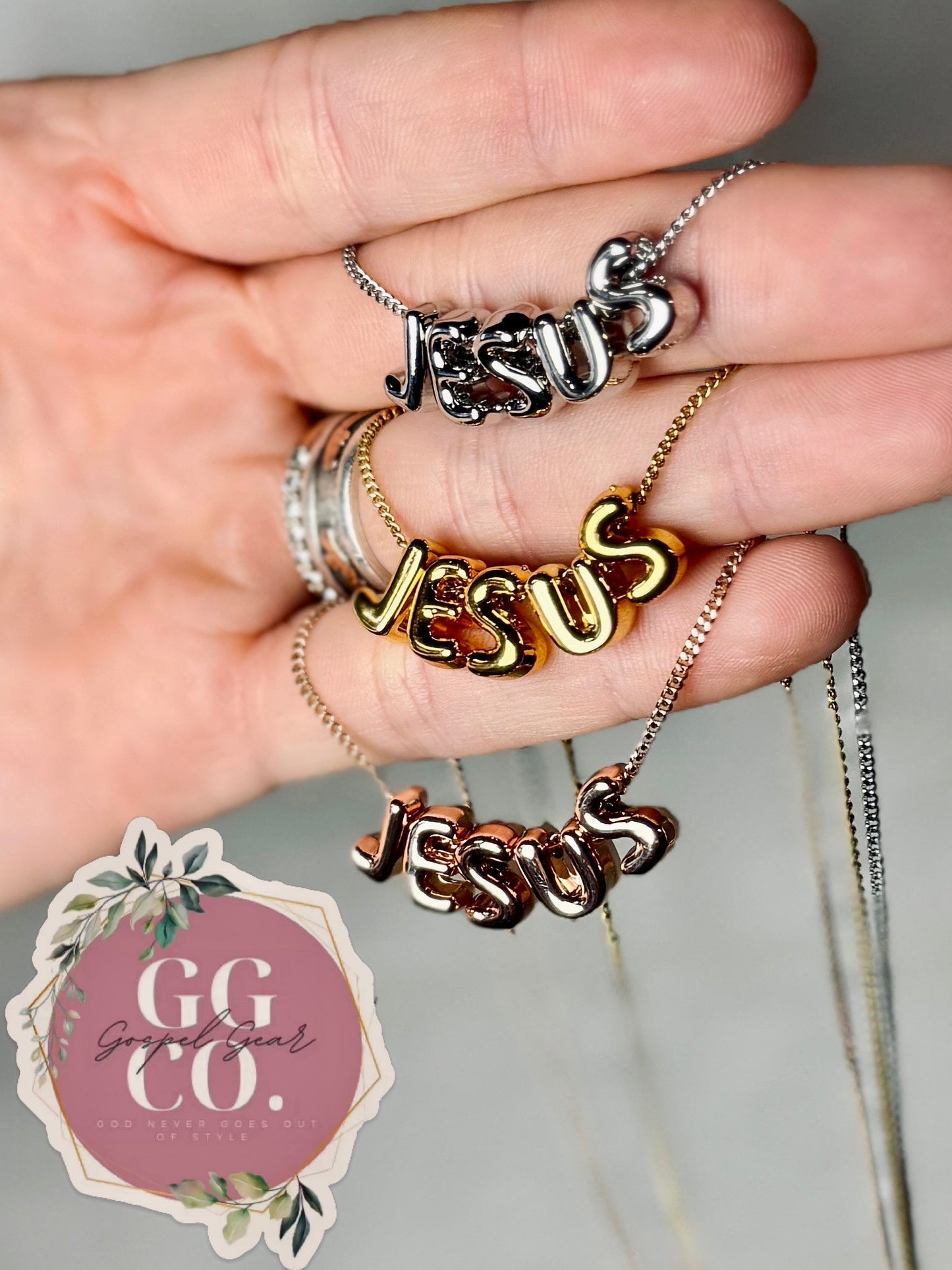Jesus Bubble Name Necklace - Christian Jewelry - Christian Necklace  - Christian Gift (E1)