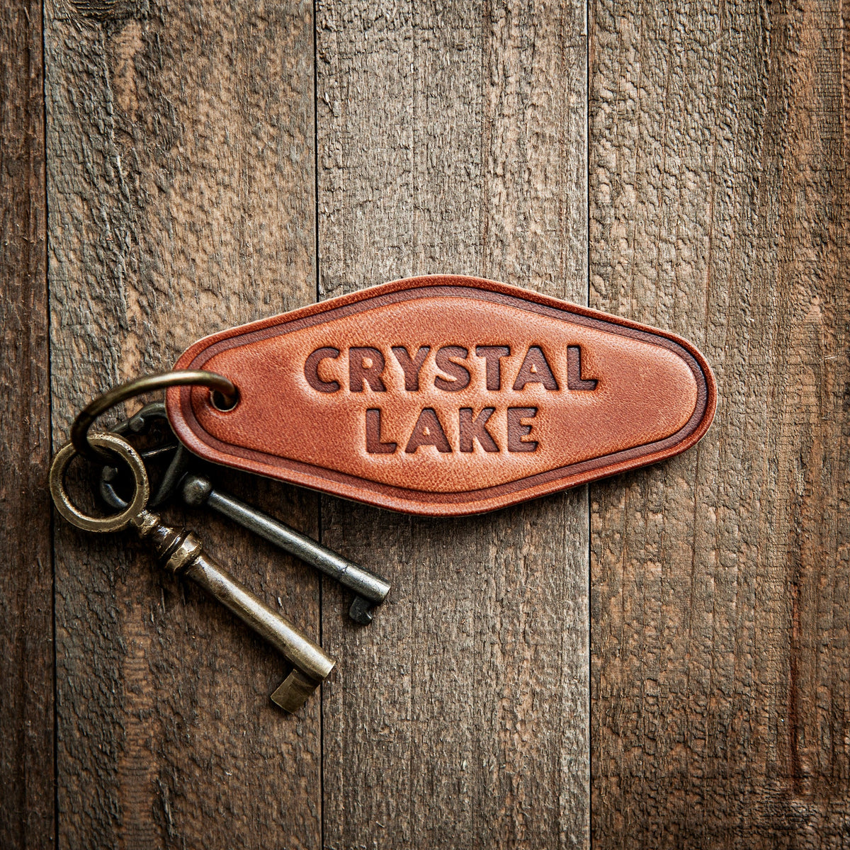 Crystal Lake Leather Keychain Motel Style