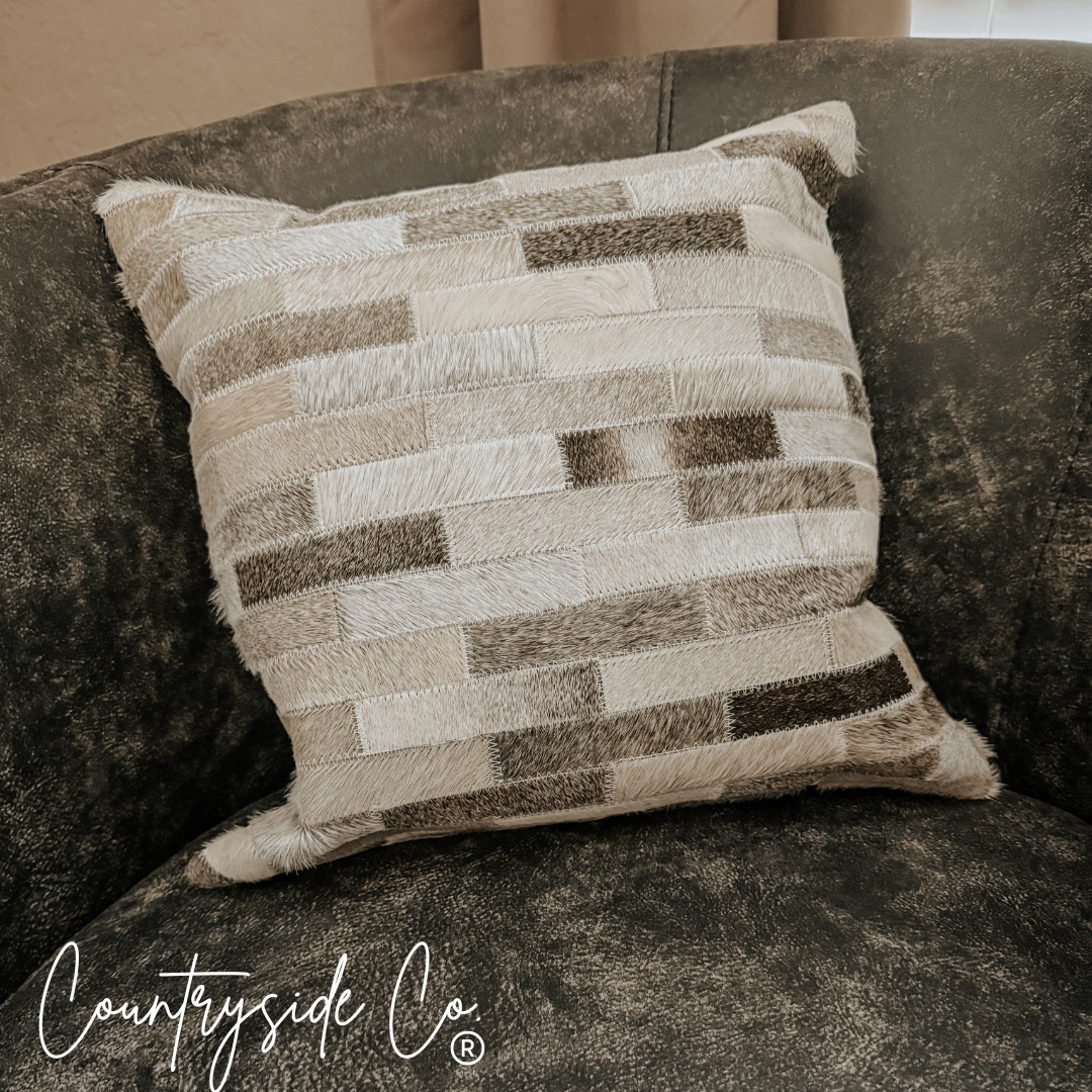Patchwork Cowhide Throw Pillow Cover