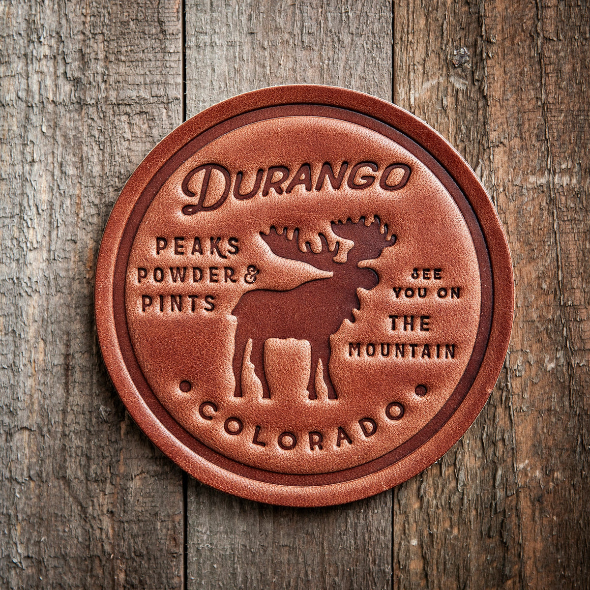 Durango Colorado Moose Leather Coaster