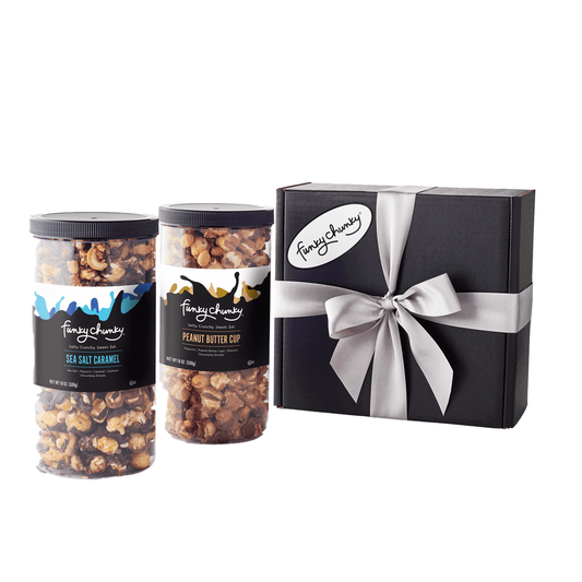 Salty Sweet Duo: Sea Salt Caramel & Peanut Butter Cup 19 oz Tall Canisters