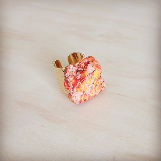**Orange Regalite Western Boho Statement Ring 012ac