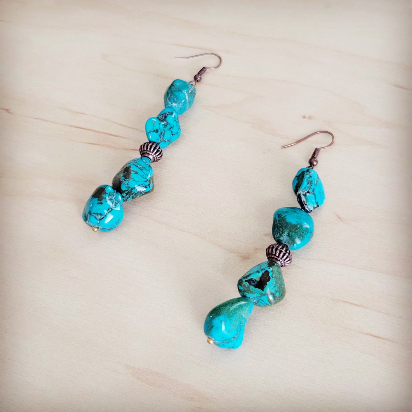 Stacked Turquoise and Copper Earrings 219f