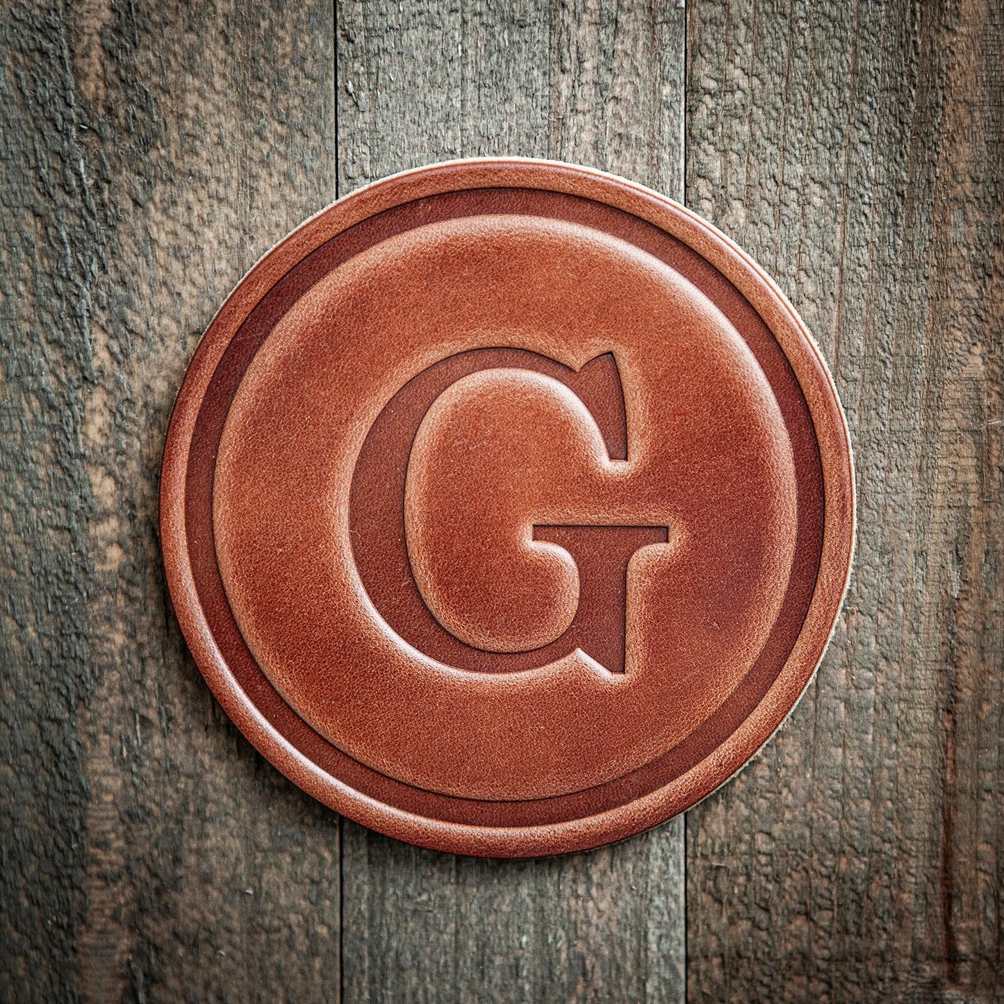 G Monogram Letter Leather Coaster