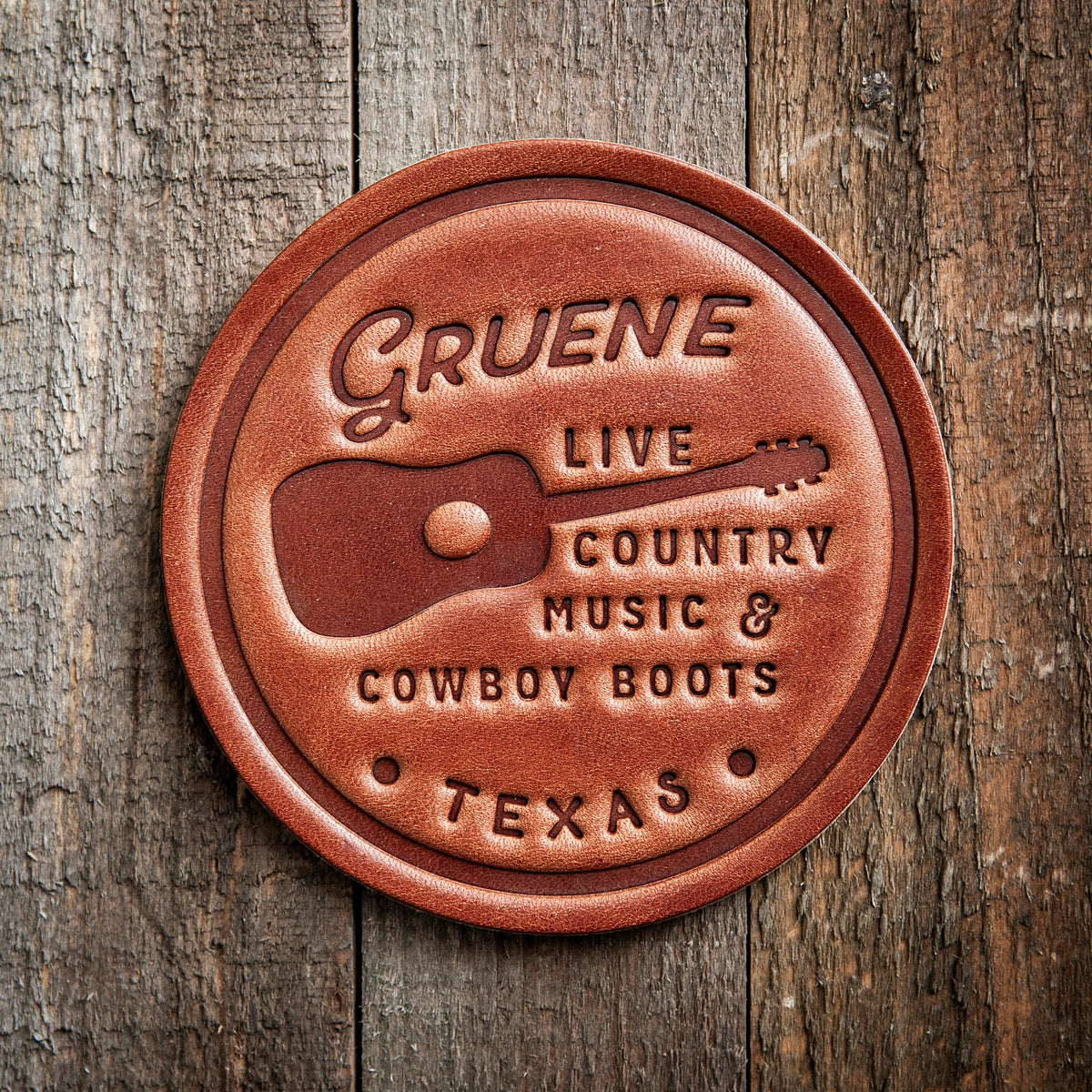 Gruene Texas Guitar Leather Coaster