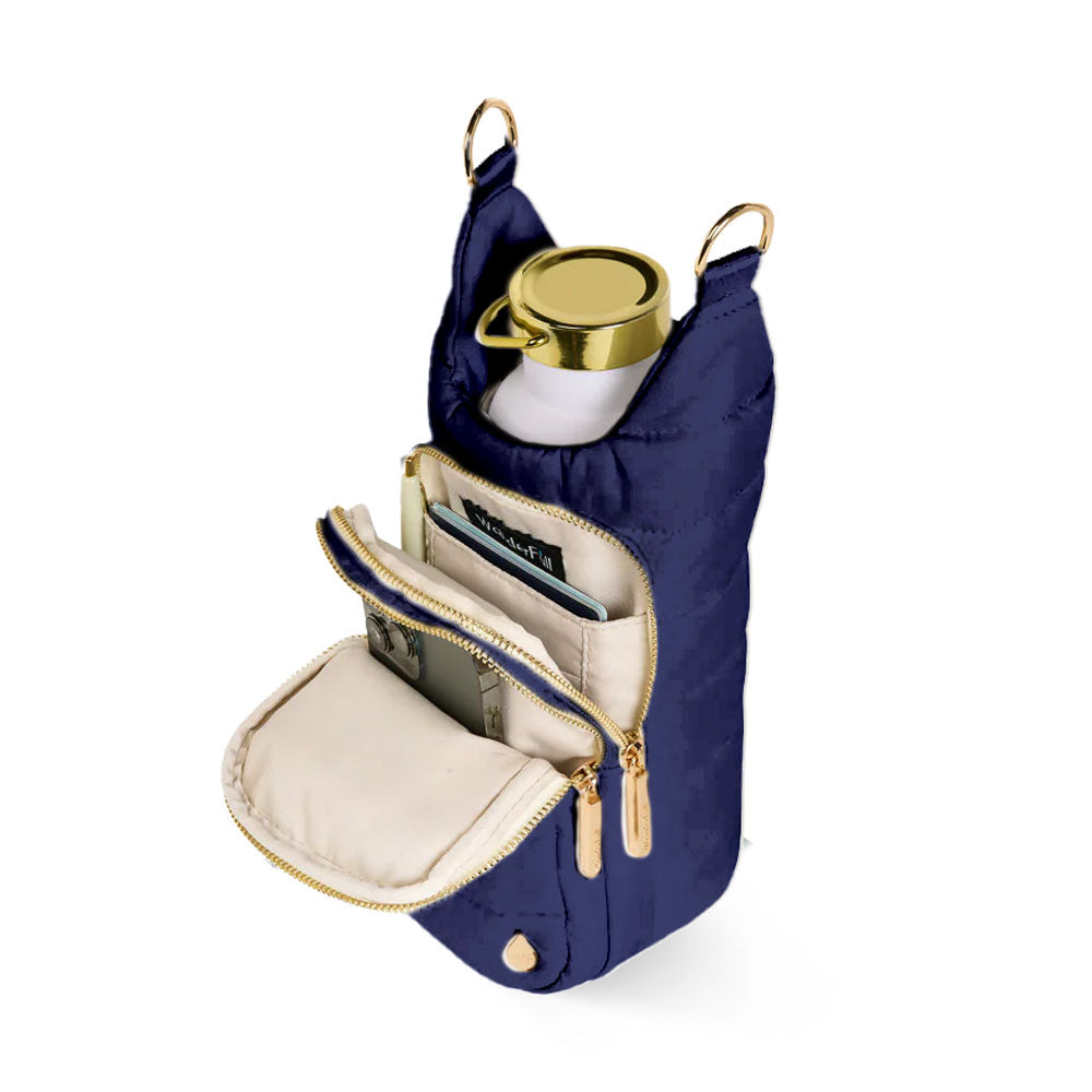 Navy HydroBag with Mahjong Embroidery and Navy, Green, White Strap