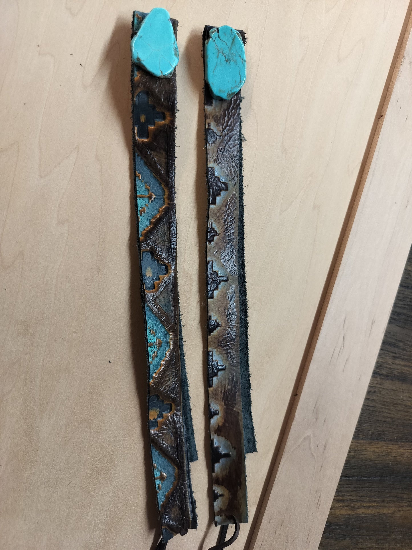 Blue Navajo Embossed Leather Hat Band Only 950a