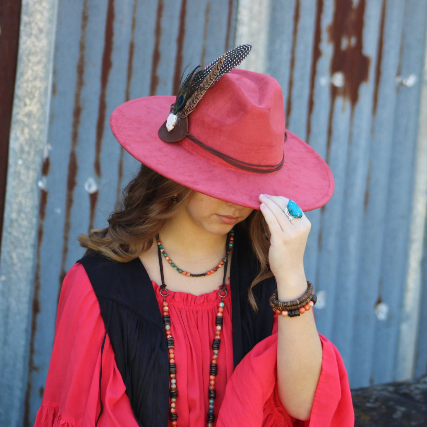 Multi-Colored Turquoise and Wood Stretch Bracelet (802Q)