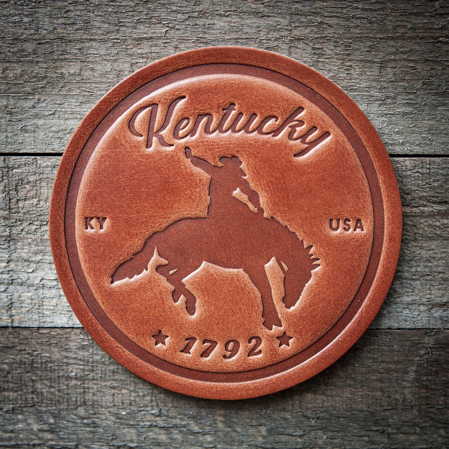 Kentucky Bronco Leather Coaster
