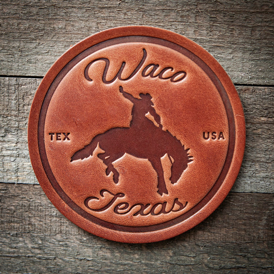 Waco Texas Bronco Leather Coaster