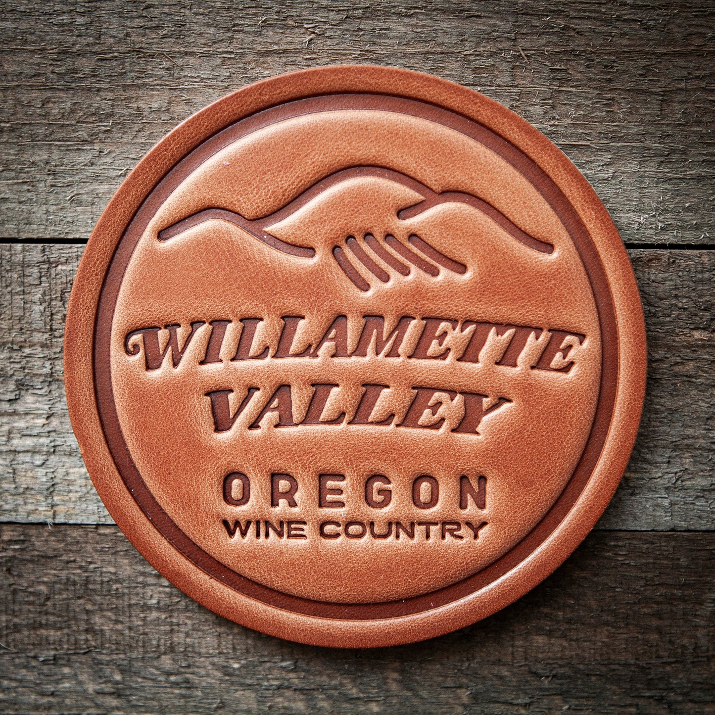 Willamette Valley Oregon Leather Coaster