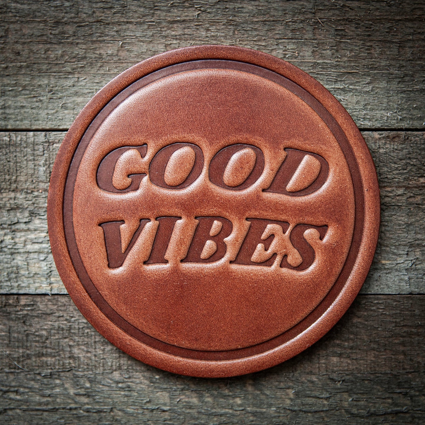 Good Vibes Leather Coaster