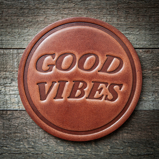 Good Vibes Leather Coaster