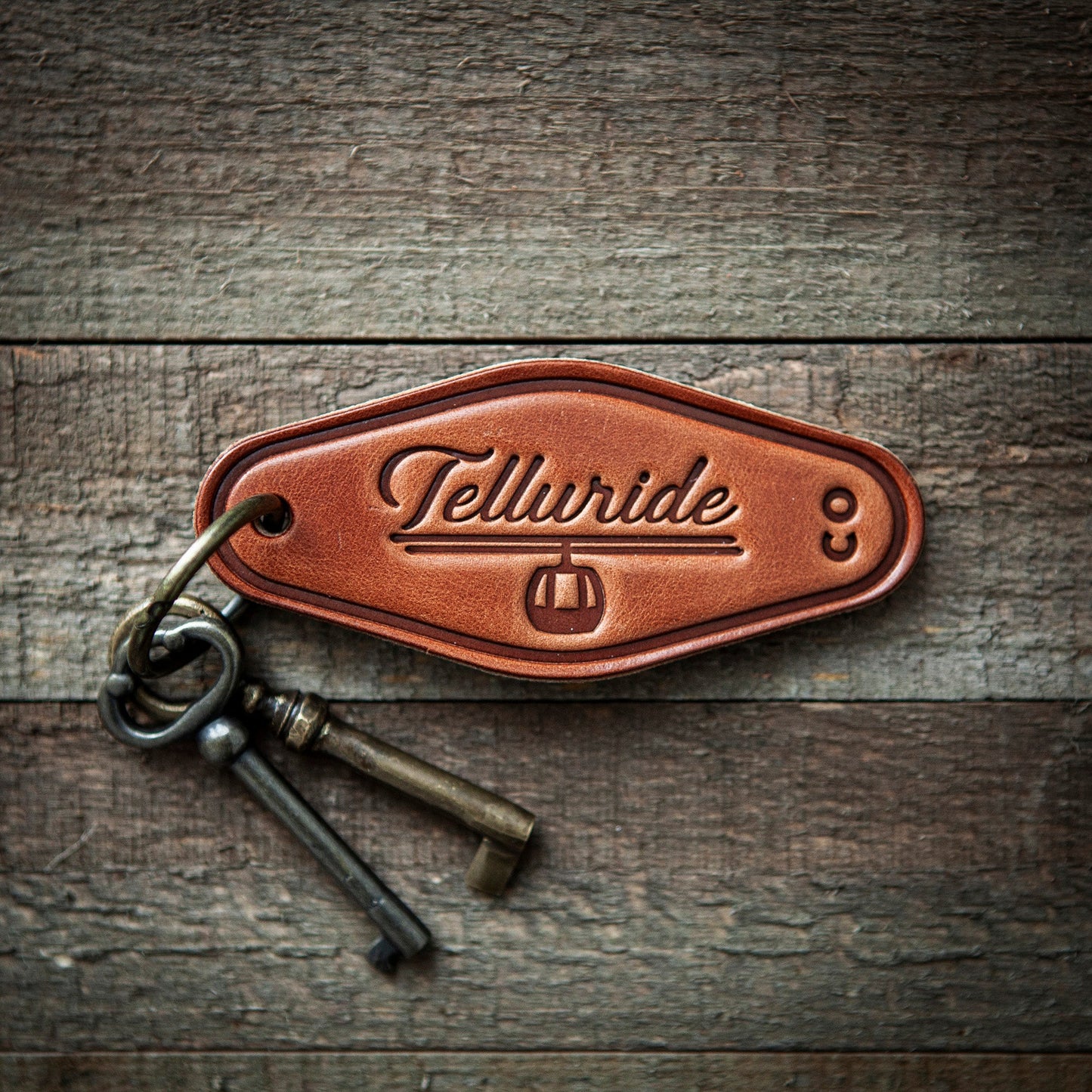 Telluride Colorado Leather Keychain Motel Style
