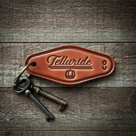 Telluride Colorado Leather Keychain Motel Style