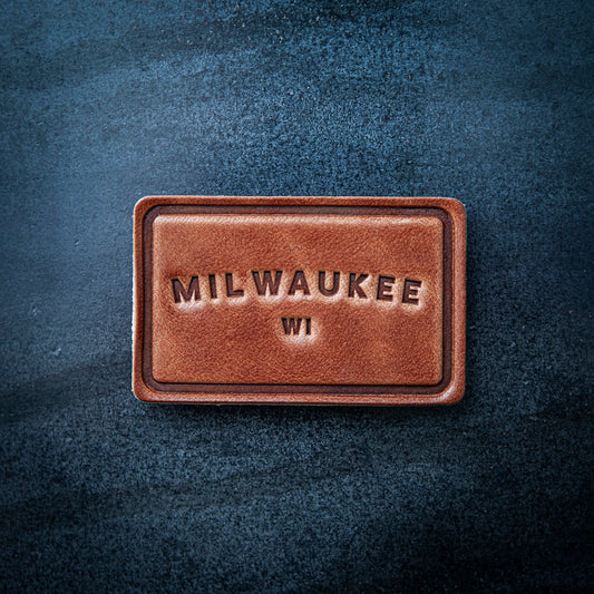Milwaukee Wisconsin Arc Leather Magnet Block Style