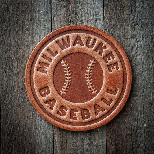 Milwaukee Baseball Leather Coaster