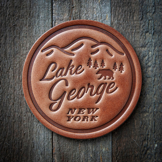 Lake George New York Leather Coaster