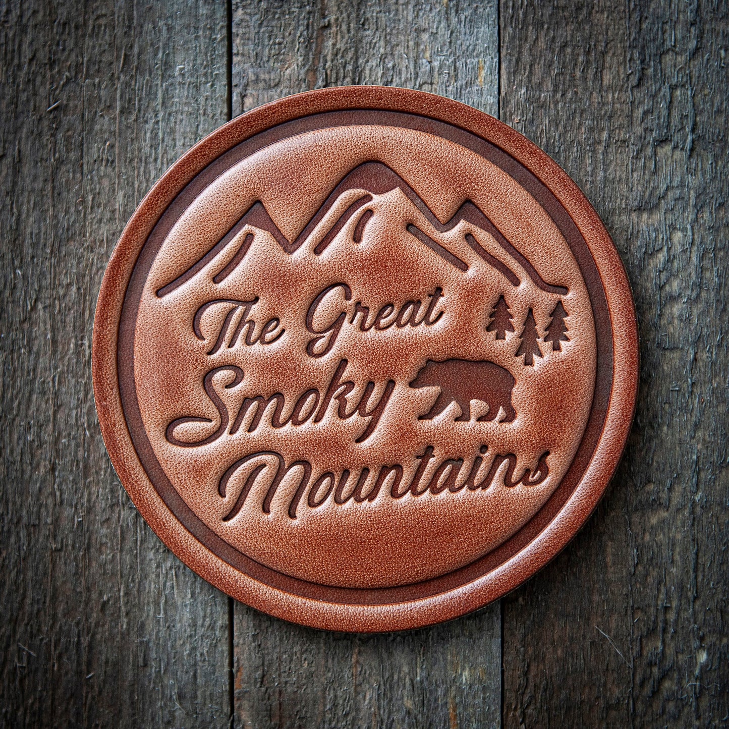 Great Smoky Mountains Leather Coaster