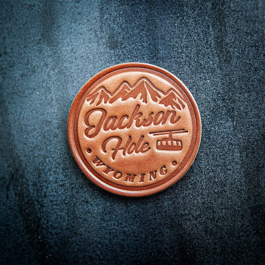 Jackson Hole Wyoming Leather Magnet Circle Style