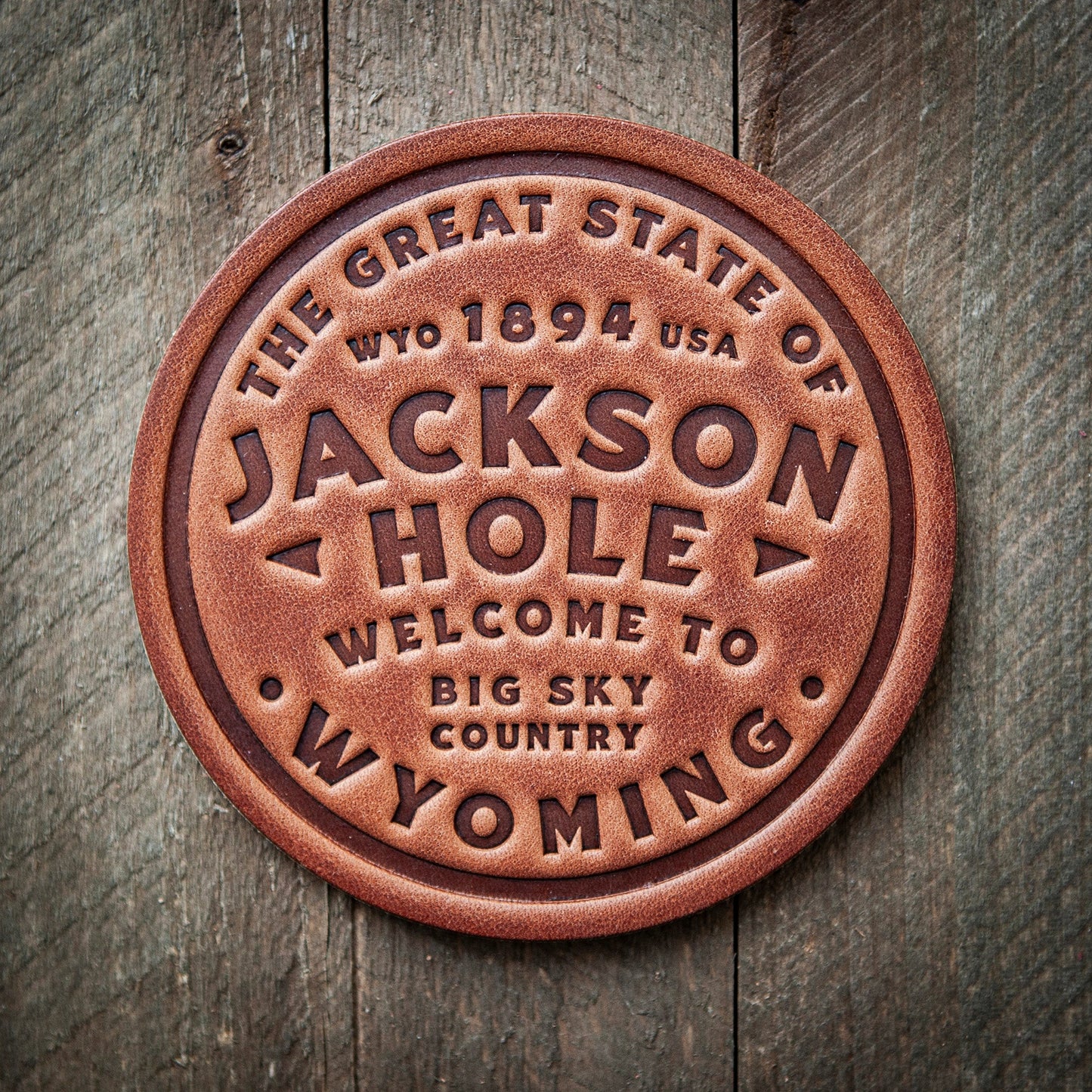 Jackson Hole Big Sky Leather Coaster