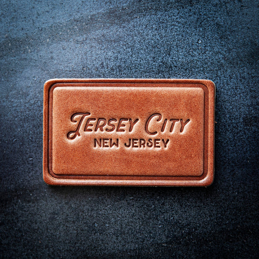 Jersey City New Jersey Leather Magnet Block Style