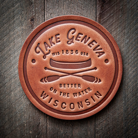 Lake Geneva Leather Coaster