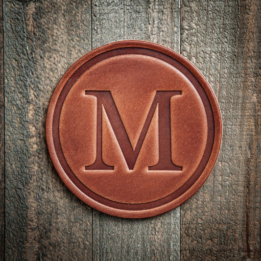 M Monogram Letter Leather Coaster
