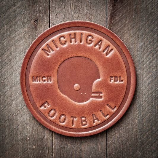 Michigan Football Leather Coaster