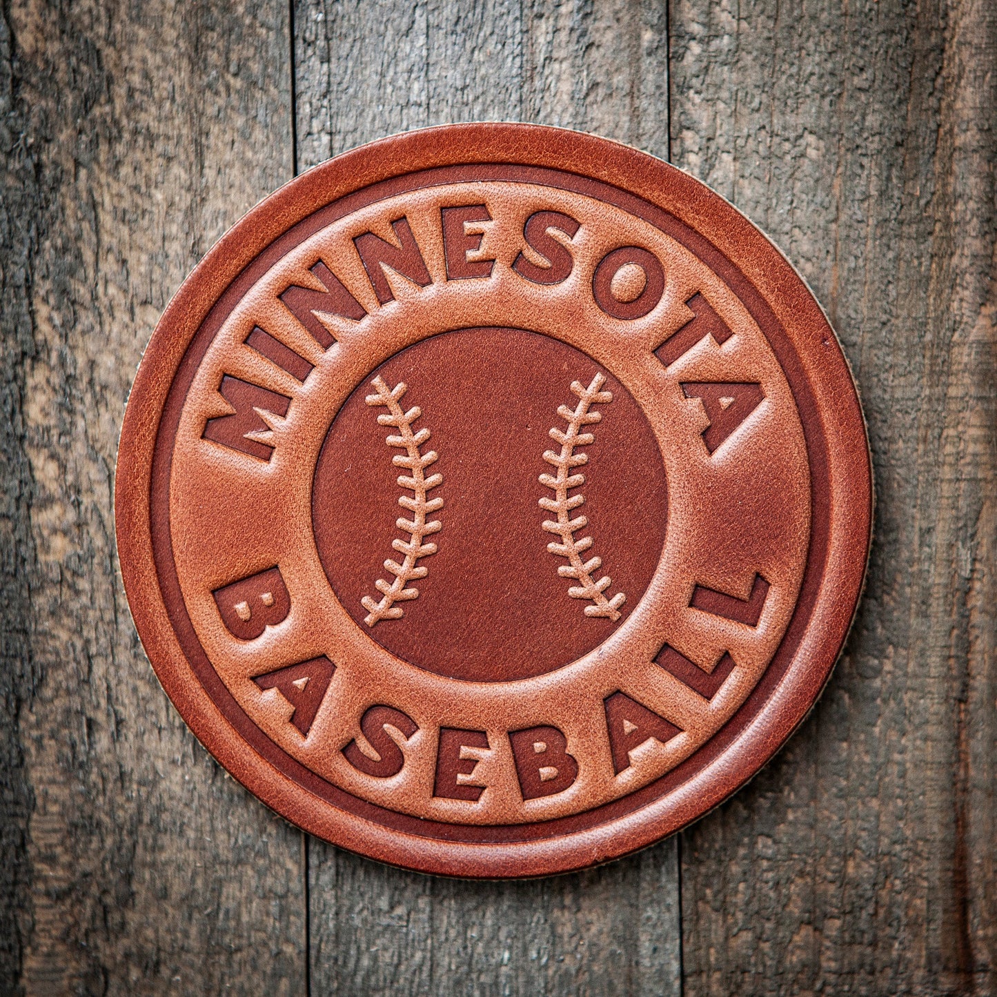Minnesota Baseball Leather Coaster