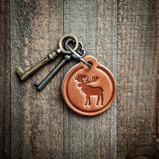 Moose Leather Keychain Circle Style