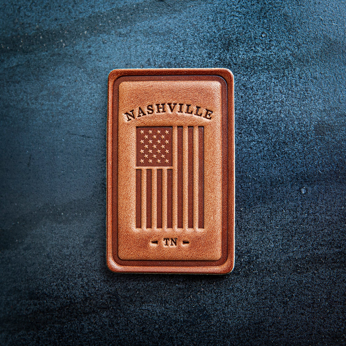 Nashville Tennessee American Flag Leather Magnet Block Style