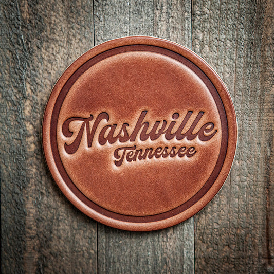 Nashville Tennessee Script Leather Coaster