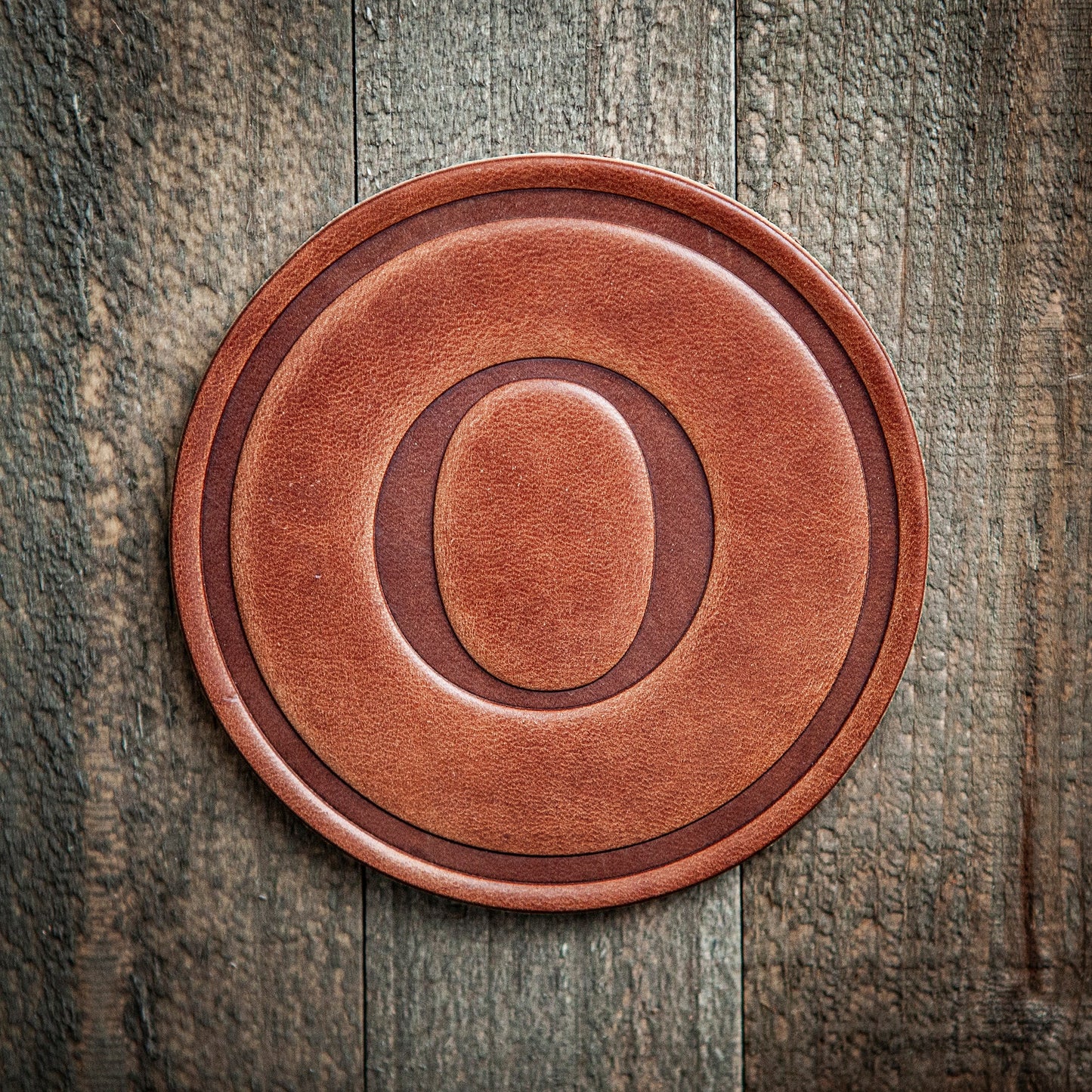 O Monogram Letter Leather Coaster