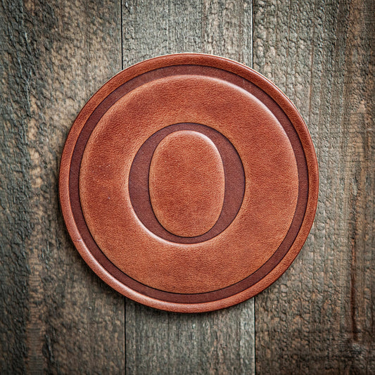 O Monogram Letter Leather Coaster