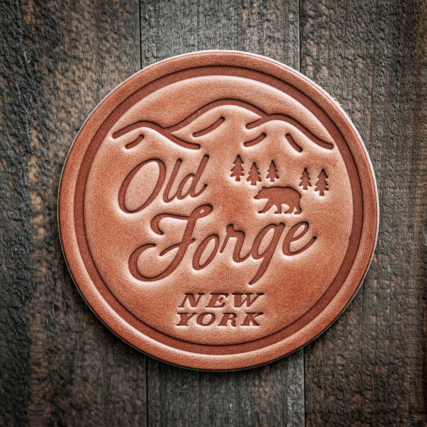 Old Forge New York Leather Coaster