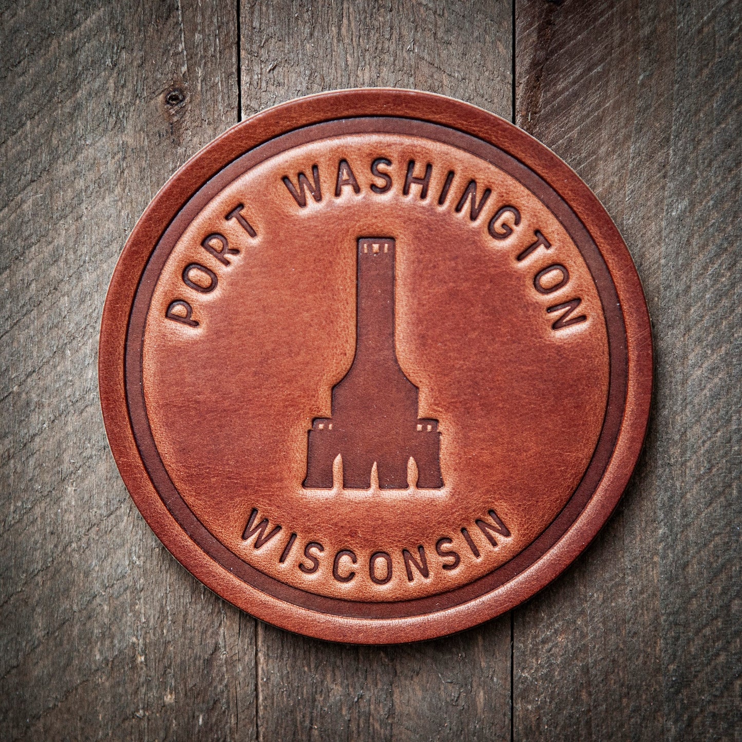 Port Washington WI Leather Coaster