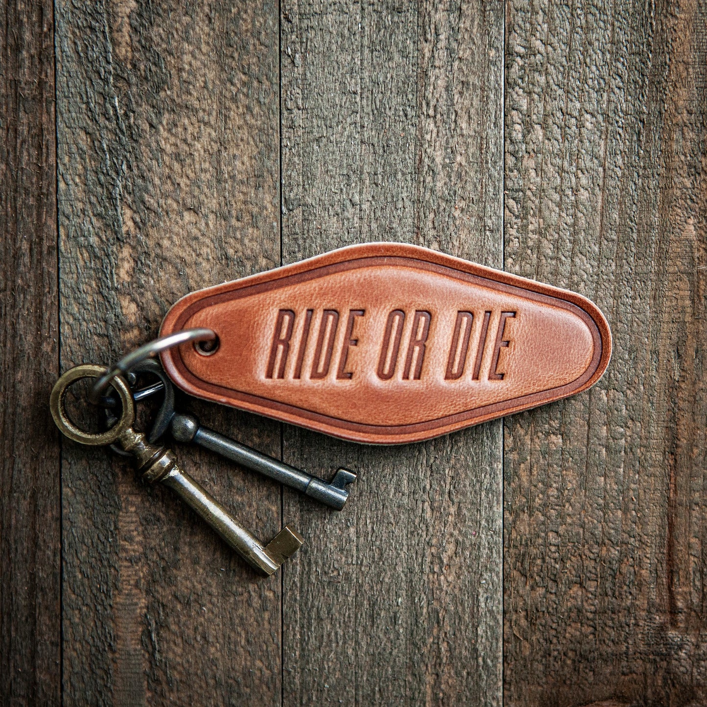 Ride Or Die Leather Keychain Motel Style